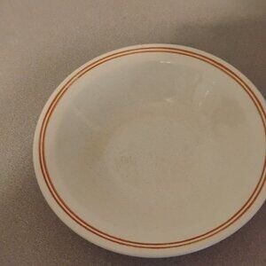 Mt Clemens Pottery Serving Bowl Tan Band Rim